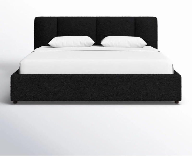 Comfynest Upholstered Platform Bed with Padded Headboard - Modern Bedroom Furniture (Black, 120x200) - Image 2